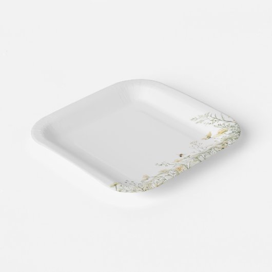 Boho Wildflower Bee Baby shower Papieren Bordje (Gebogen)