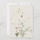 Boho Wildflower Bee Beige Baby shower Bedankkaart (Achterkant)