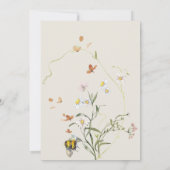 Boho Wildflower Bee Beige Baby shower Kaart (Achterkant)