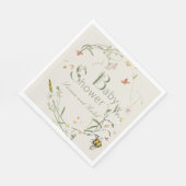 Boho Wildflower Bee Beige Baby shower Servet (Hoek)