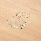 Boho Wildflower Bee Beige Vrijgezellenfeest Acryl Uitnodigingen (Laagn)