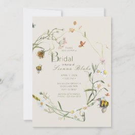 Boho Wildflower Bee Beige Vrijgezellenfeest Kaart