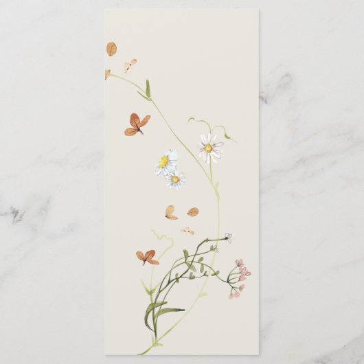 Boho Wildflower Bee Beige Vrijgezellenfeest Menu (Achterkant)