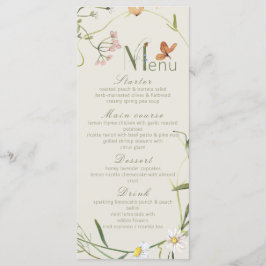 Boho Wildflower Bee Beige Vrijgezellenfeest Menu
