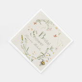 Boho Wildflower Bee Beige Vrijgezellenfeest Servet (Hoek)