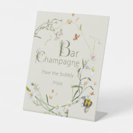 Boho Wildflower Bee Vrijgezellenfeest Champagne Ba Reclamebord Met Voetstuk