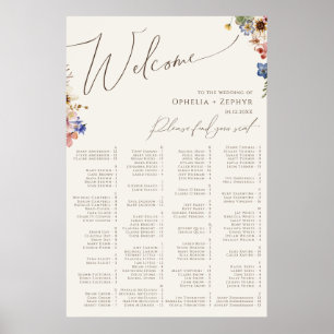 Boho Wildflower   Beige alfabetische zetgrafiek Poster