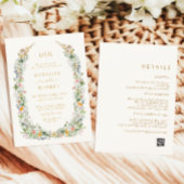 Boho Wildflower Beige Alles in één bruiloft Folie Uitnodiging