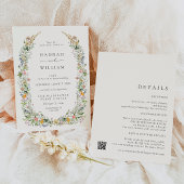 Boho Wildflower Beige Alles in één bruiloft Kaart