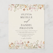 Boho Wildflower Beige Alles in een QR-code bruilof Flyer (Voorkant)