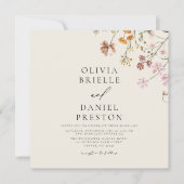 Boho Wildflower Beige Alles in een QR-code bruilof Kaart (Voorkant)