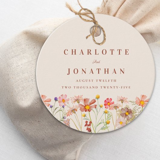 Boho Wildflower Beige bruiloft Dank u Bedankjes Labels