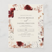 Boho Wildflower Beige bruiloft uitnodiging Flyer (Voorkant)