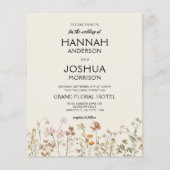 Boho Wildflower Beige foto bruiloft uitnodiging (Voorkant)