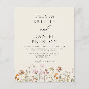 Boho Wildflower Beige Foto Tuin Bruiloft Flyer
