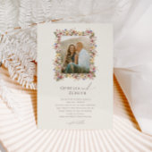 Boho Wildflower | Beige Meadow Photo Lijst Wedding Kaart