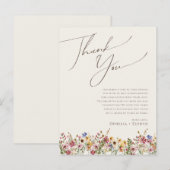 Boho Wildflower Beige Meadow Table Dank je wel Briefkaart (Voorkant / Achterkant)