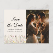 Boho Wildflower Beige Photo Garden Wedding Briefkaart (Voorkant)