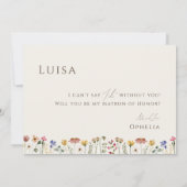 Boho Wildflower | Beige Photo Matron of Honor Kaar Kaart (Achterkant)