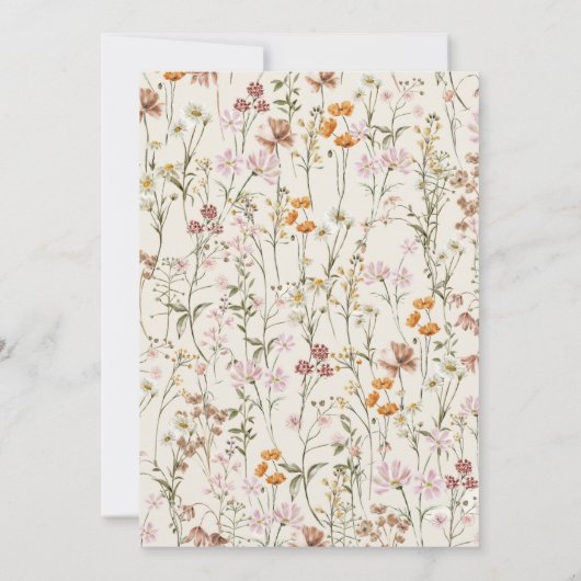 Boho Wildflower Beige repetitie diner Kaart (Achterkant)