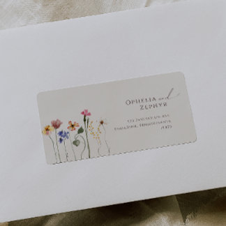 Boho Wildflower Beige Trouw RSVP Retouradres Etiket