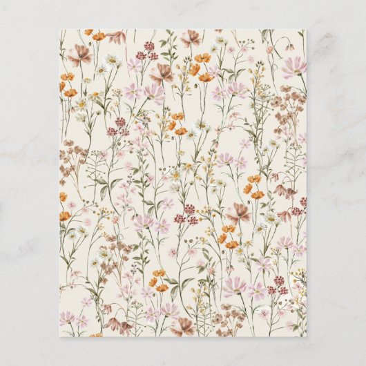 Boho Wildflower Beige Tuin Bruiloft Flyer (Achterkant)