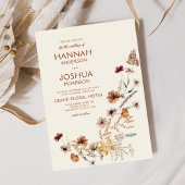 Boho Wildflower Beige Tuin Bruiloft Kaart
