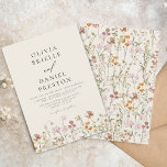 Boho Wildflower Beige Tuin Bruiloft Kaart<br><div class="desc">Dompel uw gasten onder in de romance van natuur met onze Boho Wildflower Garden Wedding Invitation. Geïnspireerd door de schoonheid van ongetemde bloei, legt deze uitnodiging de essentie van een vrijgevochten viering vast. Het betoverende ontwerp beschikt over delicate wilde bloemen dansen tussen weelderig groen, het instellen van de perfecte toon...</div>