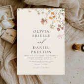 Boho Wildflower Beige Tuin Bruiloft Kaart
