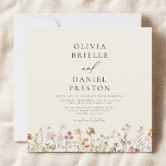 Boho Wildflower Beige Tuin Bruiloft Kaart<br><div class="desc">Dompel uw gasten onder in de romance van natuur met onze Boho Wildflower Garden Wedding Invitation. Geïnspireerd door de schoonheid van ongetemde bloei, legt deze uitnodiging de essentie van een vrijgevochten viering vast. Het betoverende ontwerp beschikt over delicate wilde bloemen dansen tussen weelderig groen, het instellen van de perfecte toon...</div>
