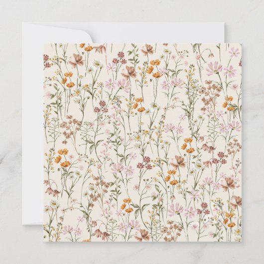Boho Wildflower Beige Tuin Bruiloft Kaart (Achterkant)
