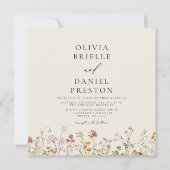 Boho Wildflower Beige Tuin Bruiloft Kaart (Voorkant)