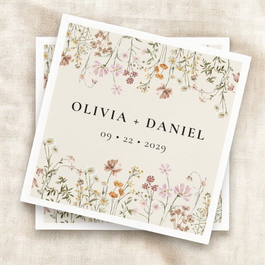 Boho Wildflower Beige Tuin Bruiloft Servet