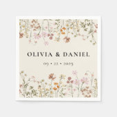 Boho Wildflower Beige Tuin Bruiloft Servet (Voorkant)