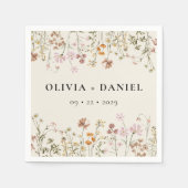 Boho Wildflower Beige Tuin Bruiloft Servet (Voorkant)
