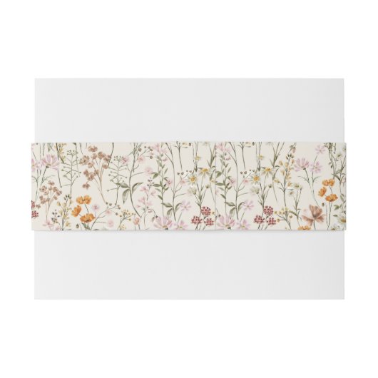 Boho Wildflower Beige Tuin Bruiloft Uitnodigingen Wikkel (Achterkant Voorbeeld)