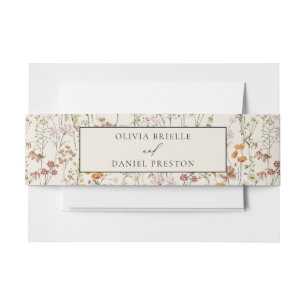 Boho Wildflower Beige Tuin Bruiloft Uitnodigingen Wikkel