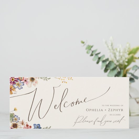 Boho Wildflower Beige tuinbouwkaartlezer (Staand voorkant)