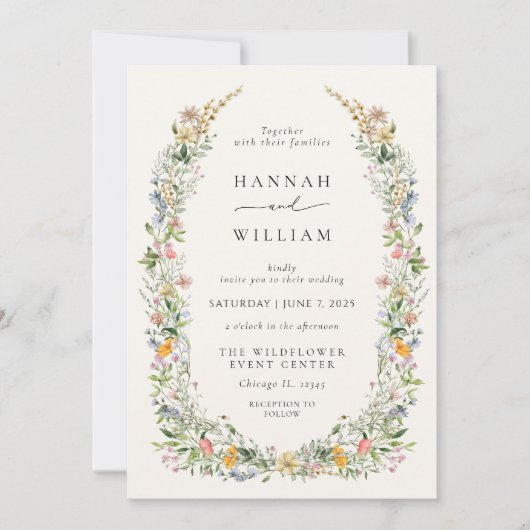Boho Wildflower Beige Wedding Kaart (Voorkant)
