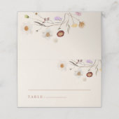 Boho Wildflower Beige Wedding Place Kards Plaatskaartje (Buitenkant ongevouwen)