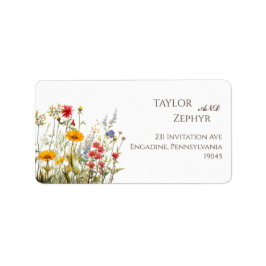 Boho Wildflower Beige Wedding RSVP Return Address Etiket
