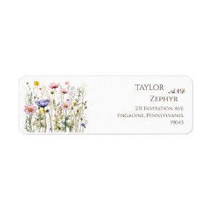 Boho Wildflower Beige Wedding RSVP Return Address Etiket
