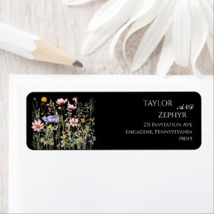 Boho Wildflower Beige Wedding RSVP Return Address Etiket