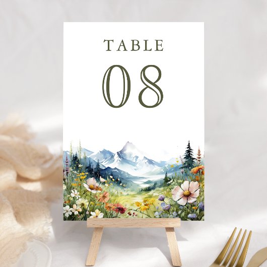Boho Wildflower Bergweide Bruiloft Kaart