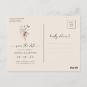 Boho Wildflower Bewaar de datum Briefkaart (Achterkant)