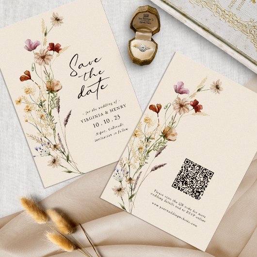 Boho Wildflower Bewaar de Datum Save The Date