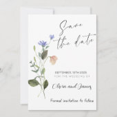 Boho Wildflower Bewaar de datum Trouwkaart Kaart (Voorkant)