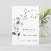 Boho Wildflower Bewaar de datum Trouwkaart Kaart (Staand voorkant)