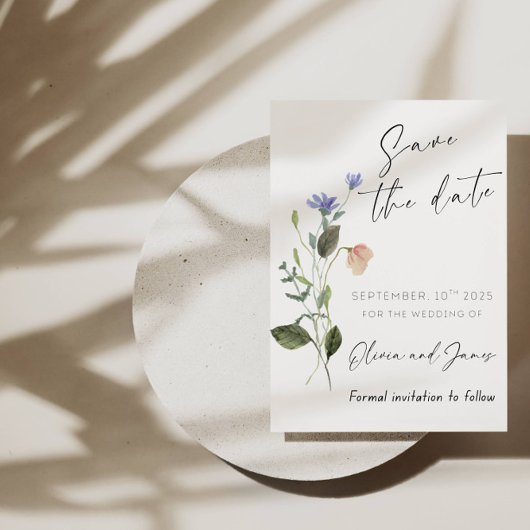 Boho Wildflower Bewaar de datum Trouwkaart Kaart