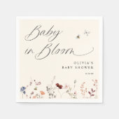 Boho Wildflower & Bijen Baby shower Bloemen Servet (Voorkant)